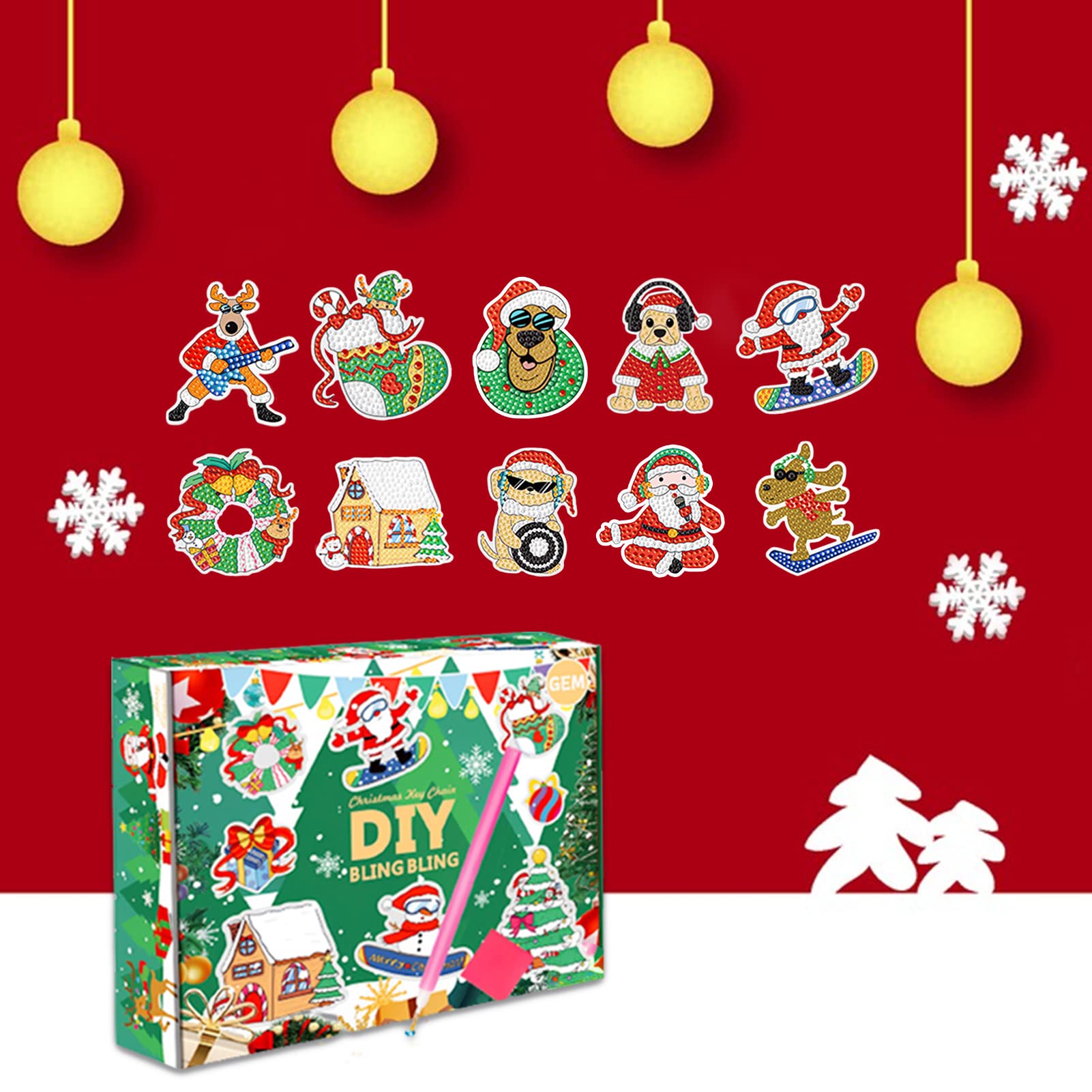 DIY Weihnachtsbaumanhänger – 25 Stück Diamant-Malerei Set Mit Aufklebern, Schmuck Für Baum & Geschenke, Inkl. Zubehör