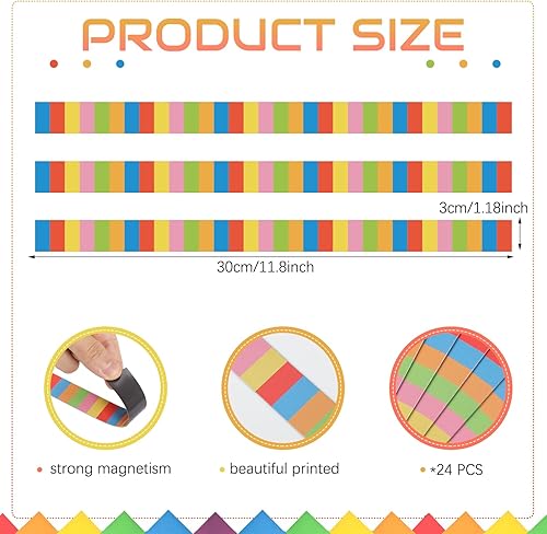 Miniatura 2 de 24 tiras magnéticas retro para tablero de anuncios, tiras magnéticas decorativas con bordes magnéticos adhesivos para tablones de anuncios, oficina,