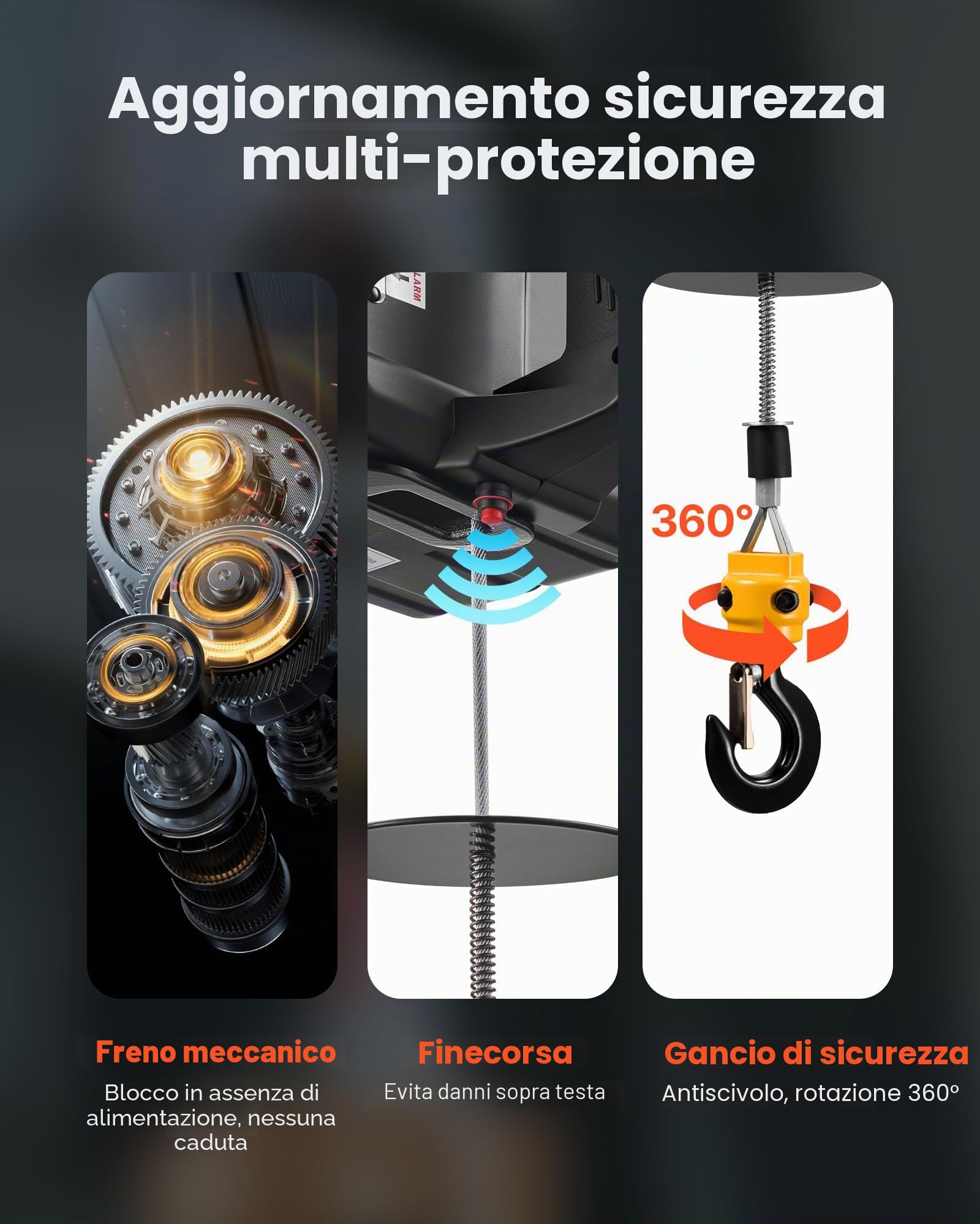VEVOR Paranco Verricello Elettrico per Sollevamento di Carico Capacità max. 500 kg, Gru Portatile con Argano da 1500 W, Altezza di Sollevamento 7,6 m, Paranco Manuale Telecomandato Cablato