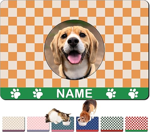 Tapete personalizado de comida para perros con nombre de la mascota, mantel individual personalizado con respaldo antideslizante, tapete de