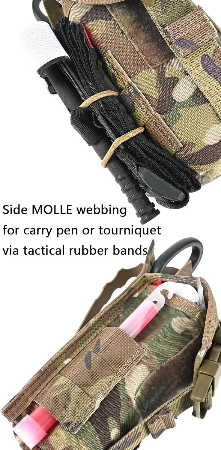SABADO Tactical Blow Out Med Pouch Bleeder Emergency First Aid Kit MOLLE Clip Trauma Shears Tourniquet Holder Empty IFAK Pouch (Kit Not Included) Security Survival Gear