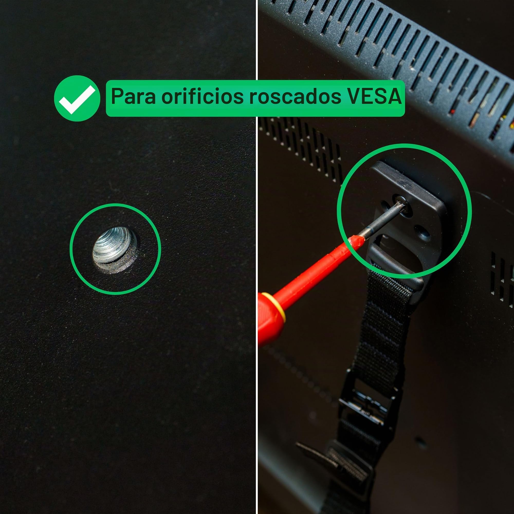 Dispositivo antivuelco para atornillar TV, 1 Set, Negro, para televisores CRT, televisores de pantalla plana, fácil de activar/desactivar, para niños pequeños, mascotas, incl. Tornillos
