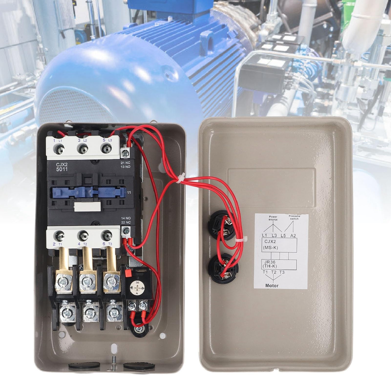 Interruptor de Control de Arranque de Motor Eléctrico de 11 KW, Arrancador de Motor Magnético de Alto Rendimiento 380 V, Trifásico, para Fábricas y Hogares, Hierro