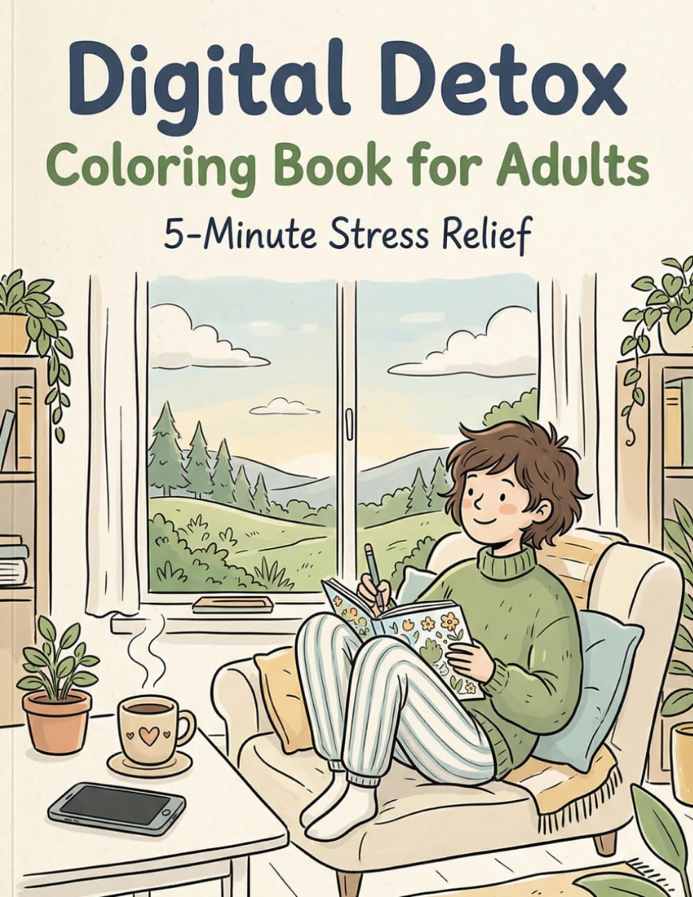 Digital Detox Coloring Book for Adults: 5-Minute Stress Relief: A Simple Coloring Book for 5-Minute Relaxation