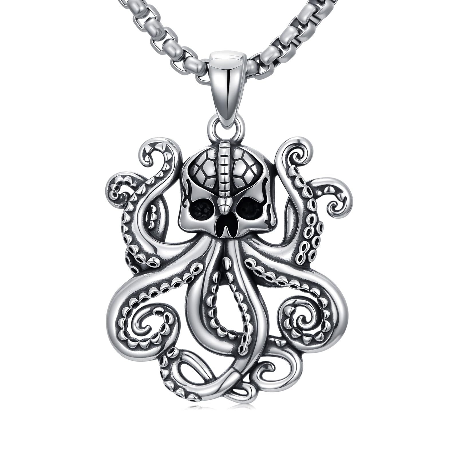 Oktopus Halskette 925 Sterling Silber Ozean Oktopus Anhänger Gothic Schmuck für Herren