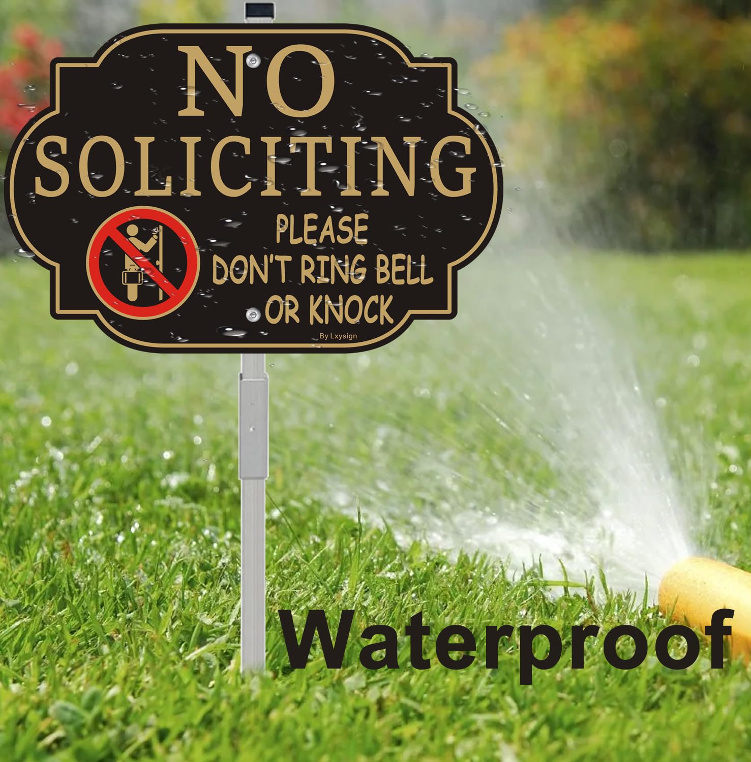 "No Soliciting" Schild Für Haus & Garten – 30,5 X 25,4 Cm, Aluminium, Mit Einziehbarem Metallpfahl (71 Cm)