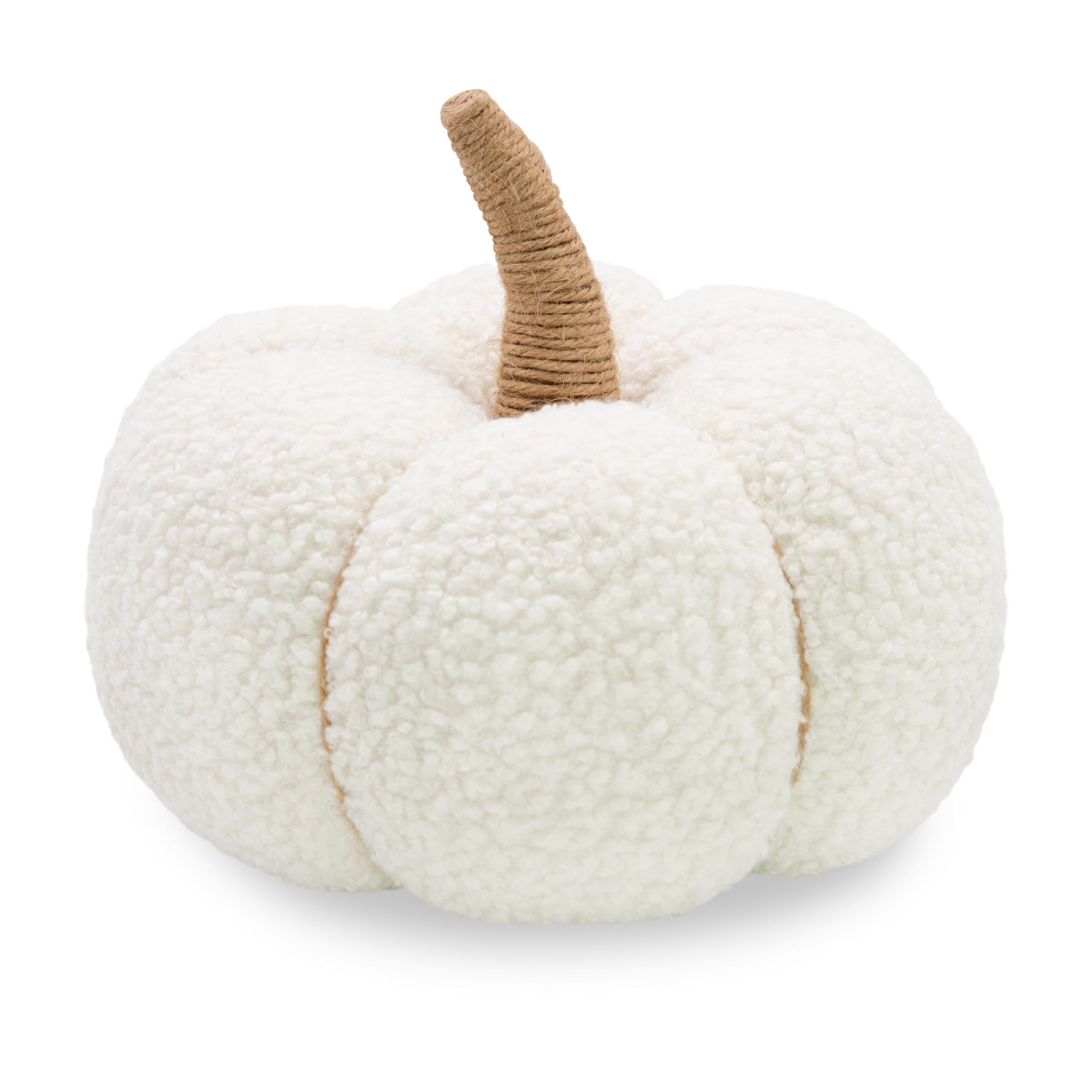 Benross White 9" Soft Pumpkin Decoration/Autumn & Halloween Seasonal Home Décor/Plush Teddy Fabric (White)