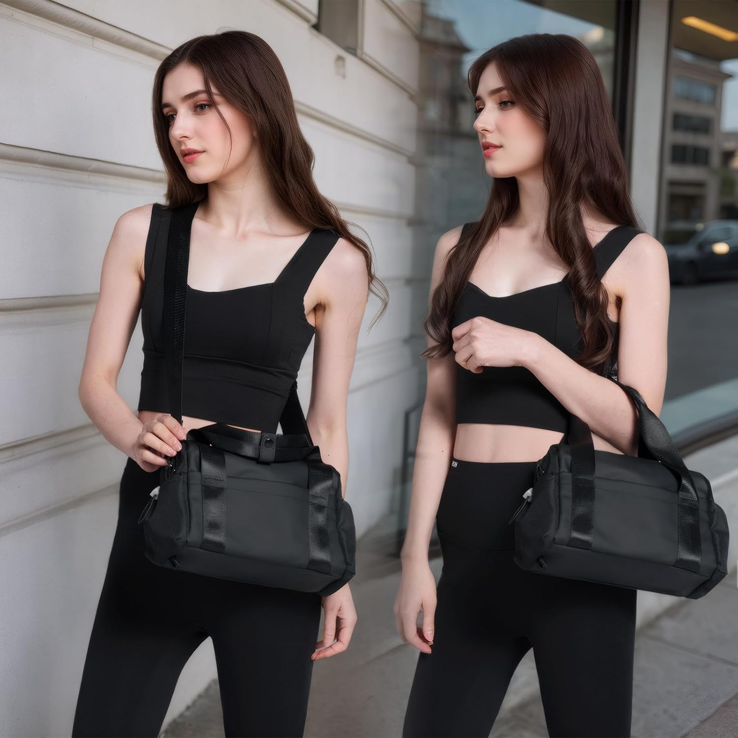 Small Gym Bag for Women, Mini Crossbody Gym Duffle Bag with Wet Compartment, Carry on Gym Tote Bag for Workout Dance Sport Travel (Mini-Black) - Image 2