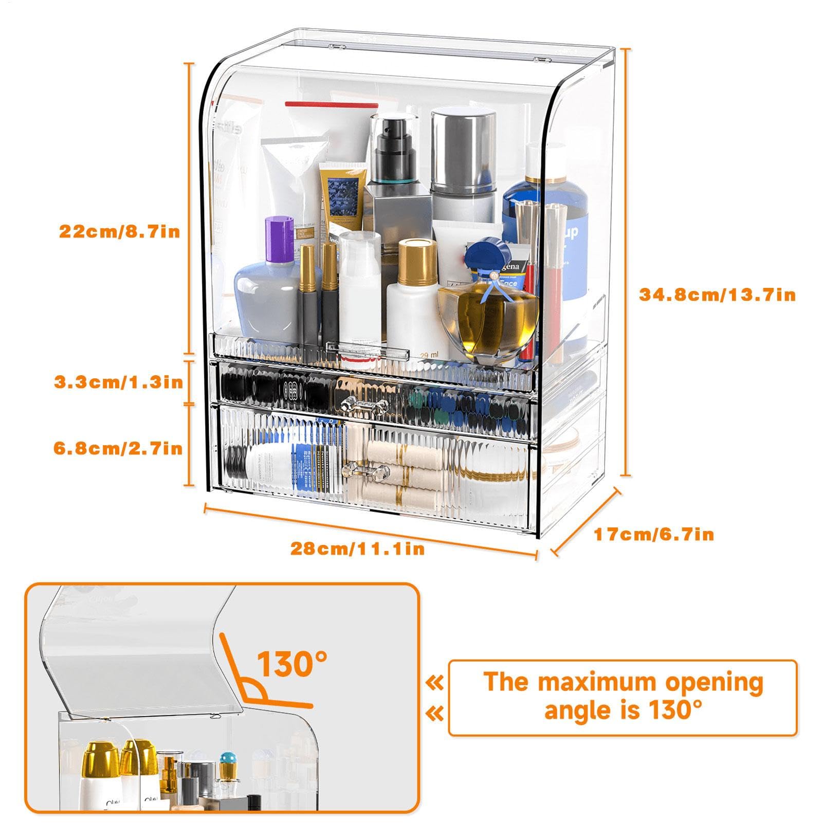Organisateur de maquillage couvert, vitrines cosmétiques