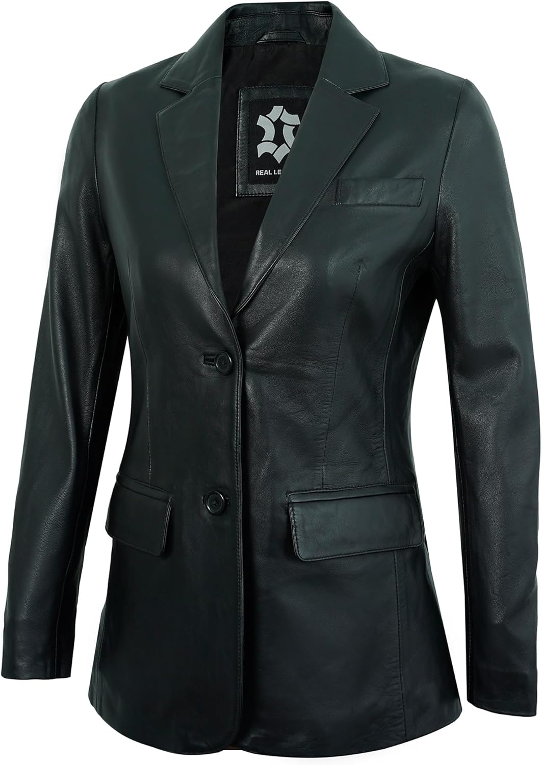 Leather Blazer Women - Casual Button Down Coat Style Real Lambskin Womens Leather Jacket - Image 2