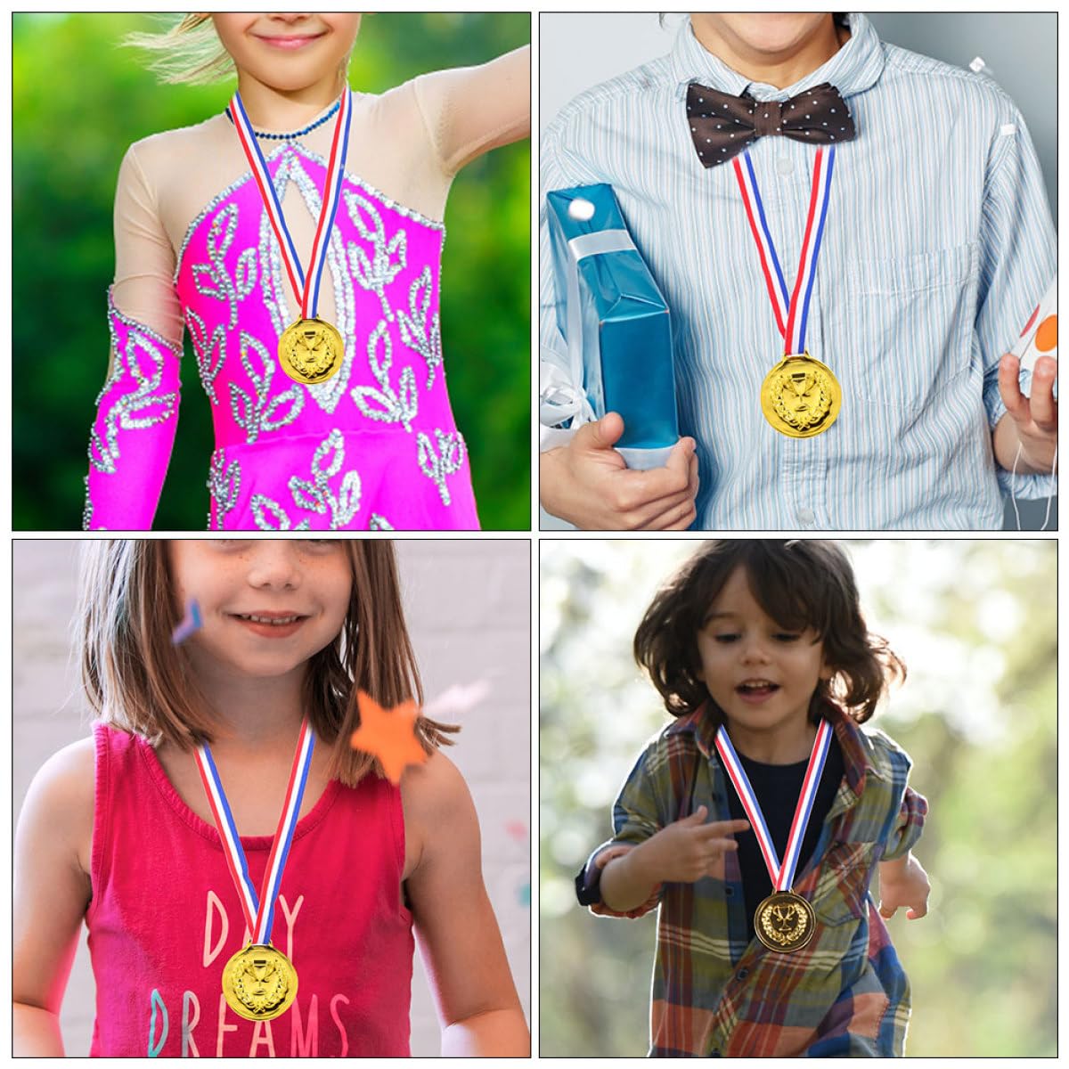Abaodam Medaglie Sportive Color Oro 50 Pezzi per Bambini in Lega di Zinco con Nastro, Portatili per Aumentare L'atmosfera di Competizione per Feste e Premi di Calcio