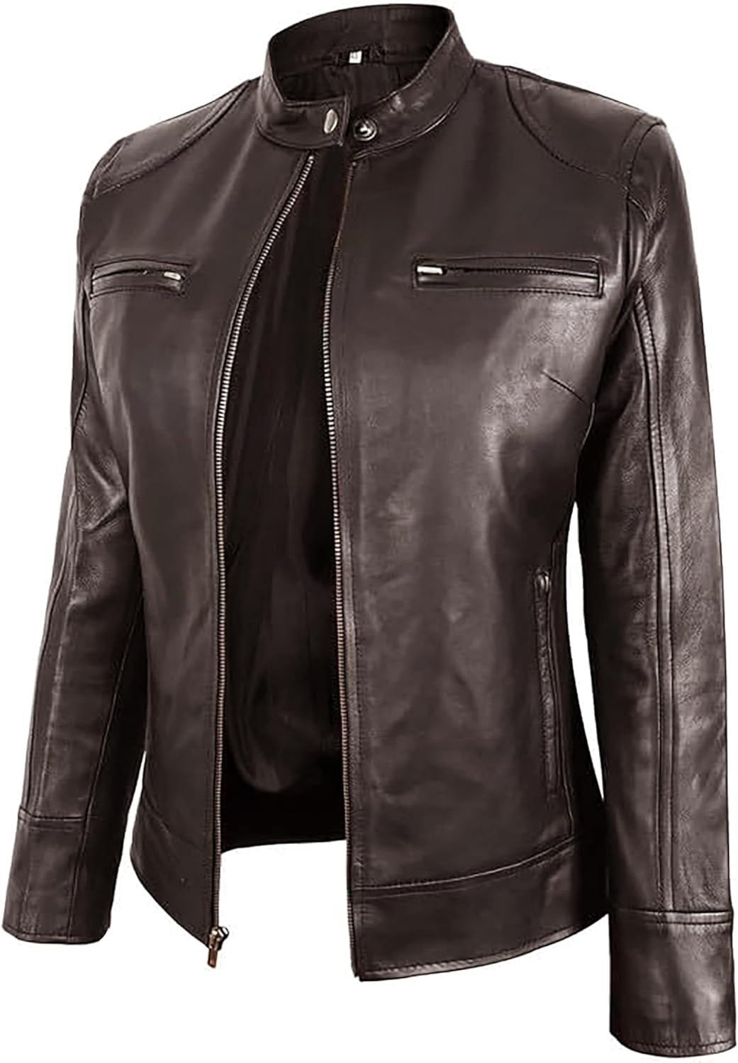 SpazeUp Women’s Faux Leather Jackets - Vintage Racing Jacket Women Motorcycle Cafe Racer Jacket