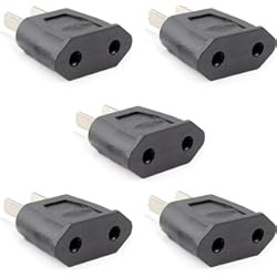 Jonzzy Adaptador Enchufe 5X Español a Americano, Español 2-Pin Europa a 2-Pin USA, Adaptador De Viaje para EE.UU, China, Japón, Canadá, México