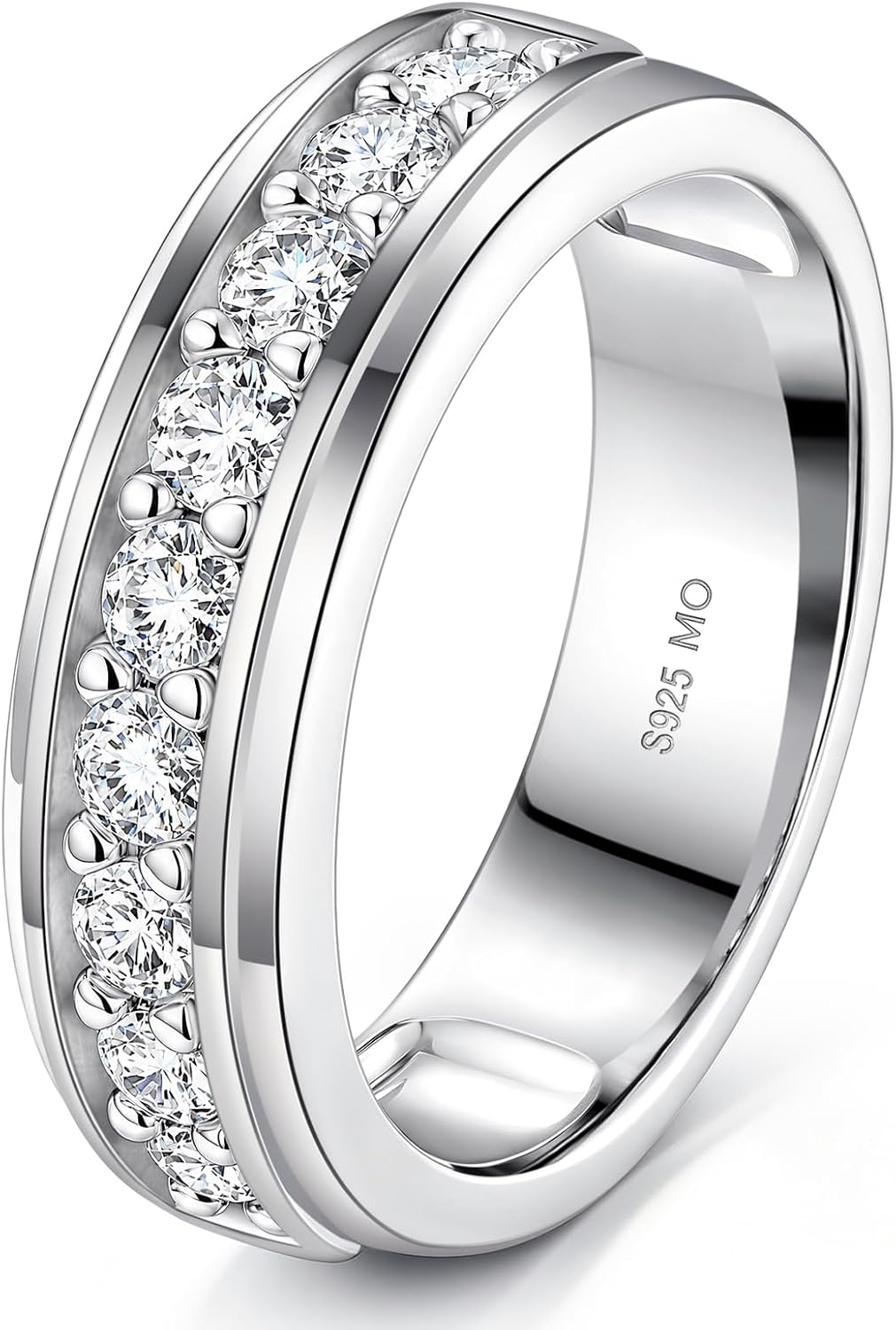 Mens 1ct Lab Grown Diamond & Lab Created Moissanite Wedding Band