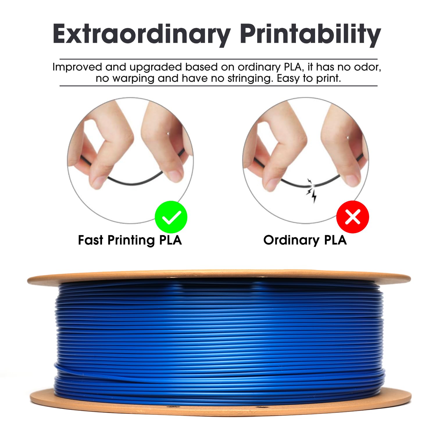 eSUN Filamento PLA 1,75 mm, filamento di Basic PLA per stampante 3D Precisione dimensionale +/- 0,03 mm, 1 kg per bobina, 4 bobine di filamento 3D per stampa 3D, Blu-4KG
