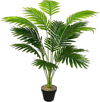 Tall Faux Palm Tree Realistic Potted Silk Artificial Plants Indoor with Pot Floor Plant for Home Office Living Room Bedroom Outdoor Wedding Stairs Foyer Decor 31" Green