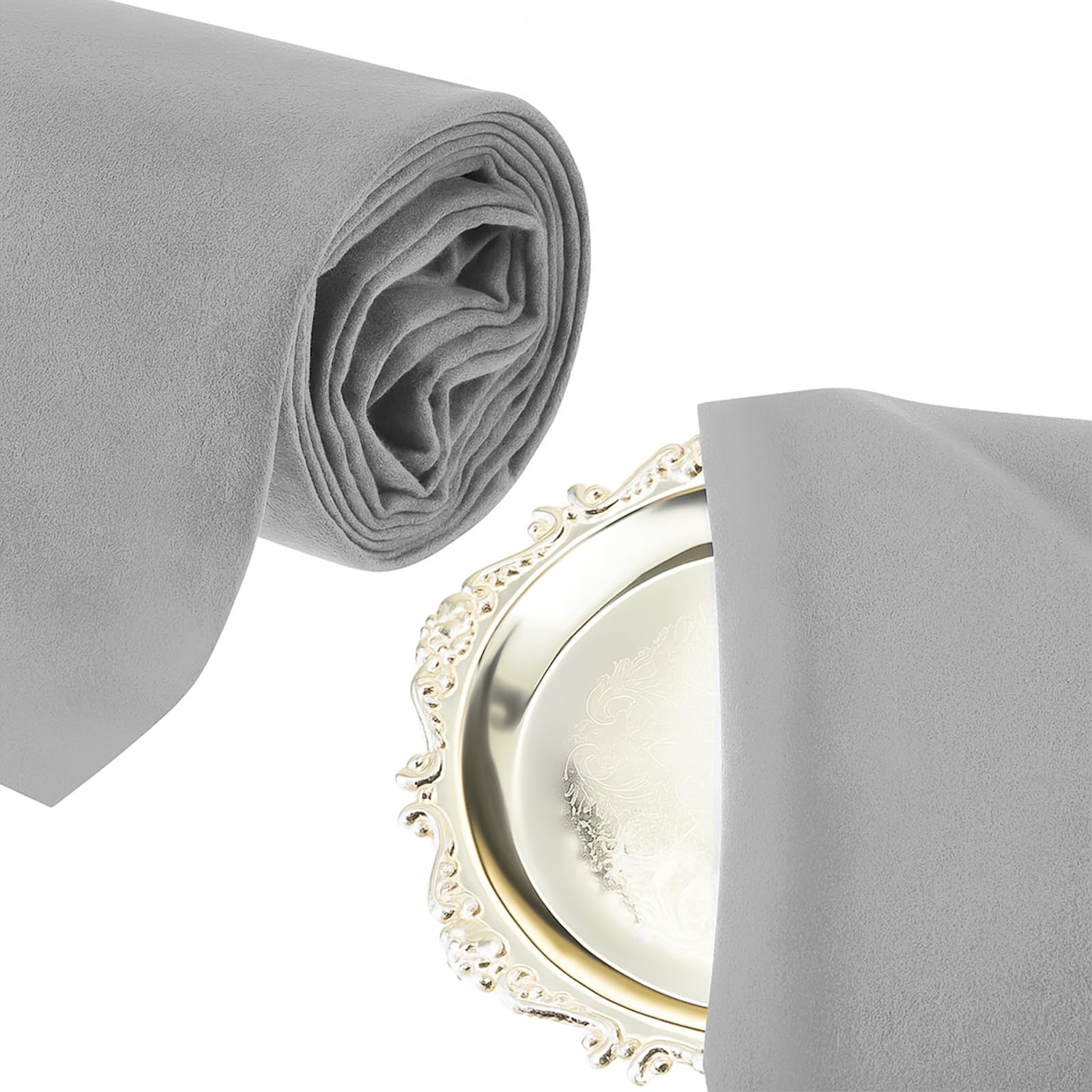 Jecery 2 Yard Anti Tarnish Silver Cloth for Jewelry Care, Gray