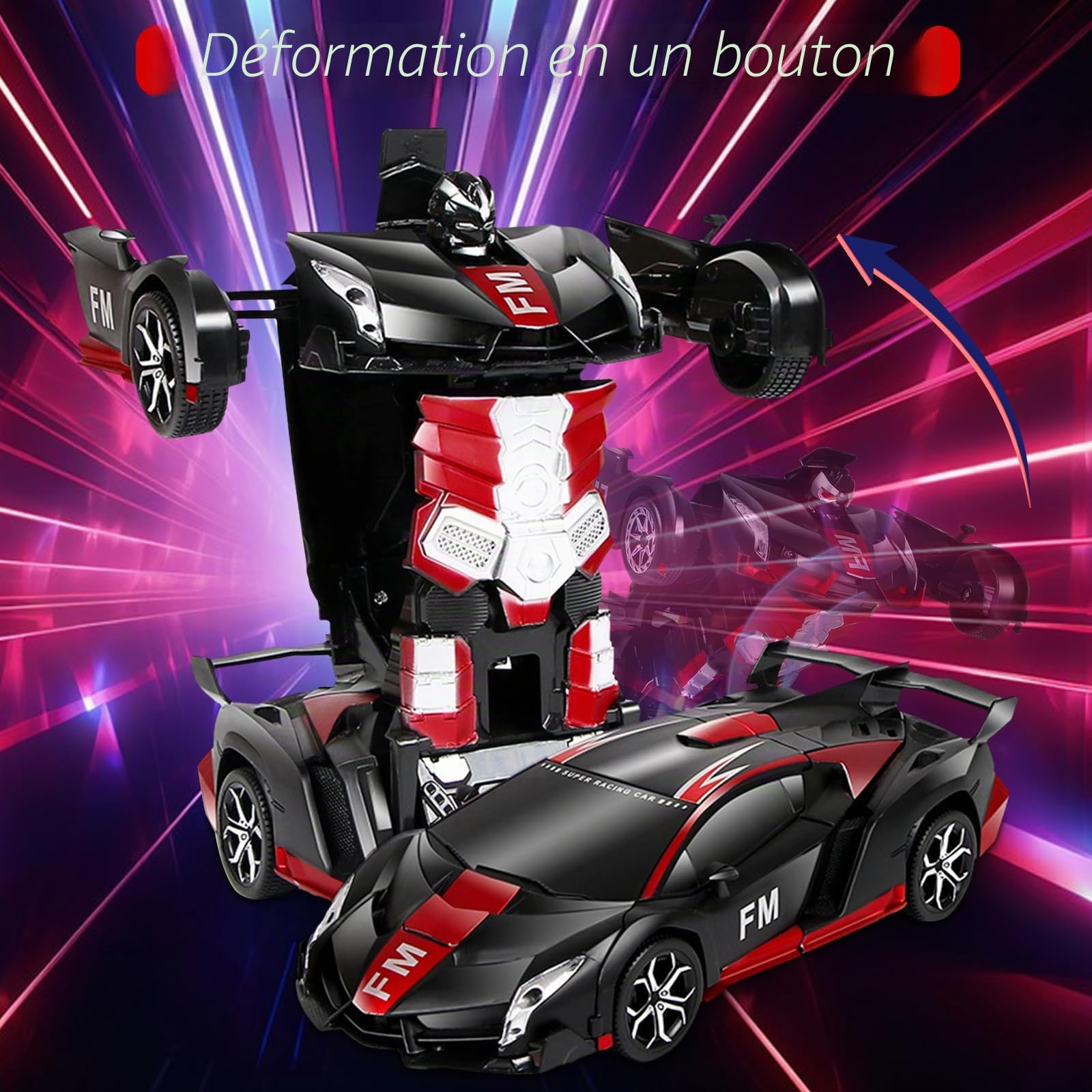 Voiture télécommandé Robot, 2 en 1 Robot Jouets Transformable, RC 2.4GHz Radiocommandée, Transformers Jouets, 360° Rotation Rechargeable, Voiture Enfant, Cadeau Enfant 3-12 Ans.