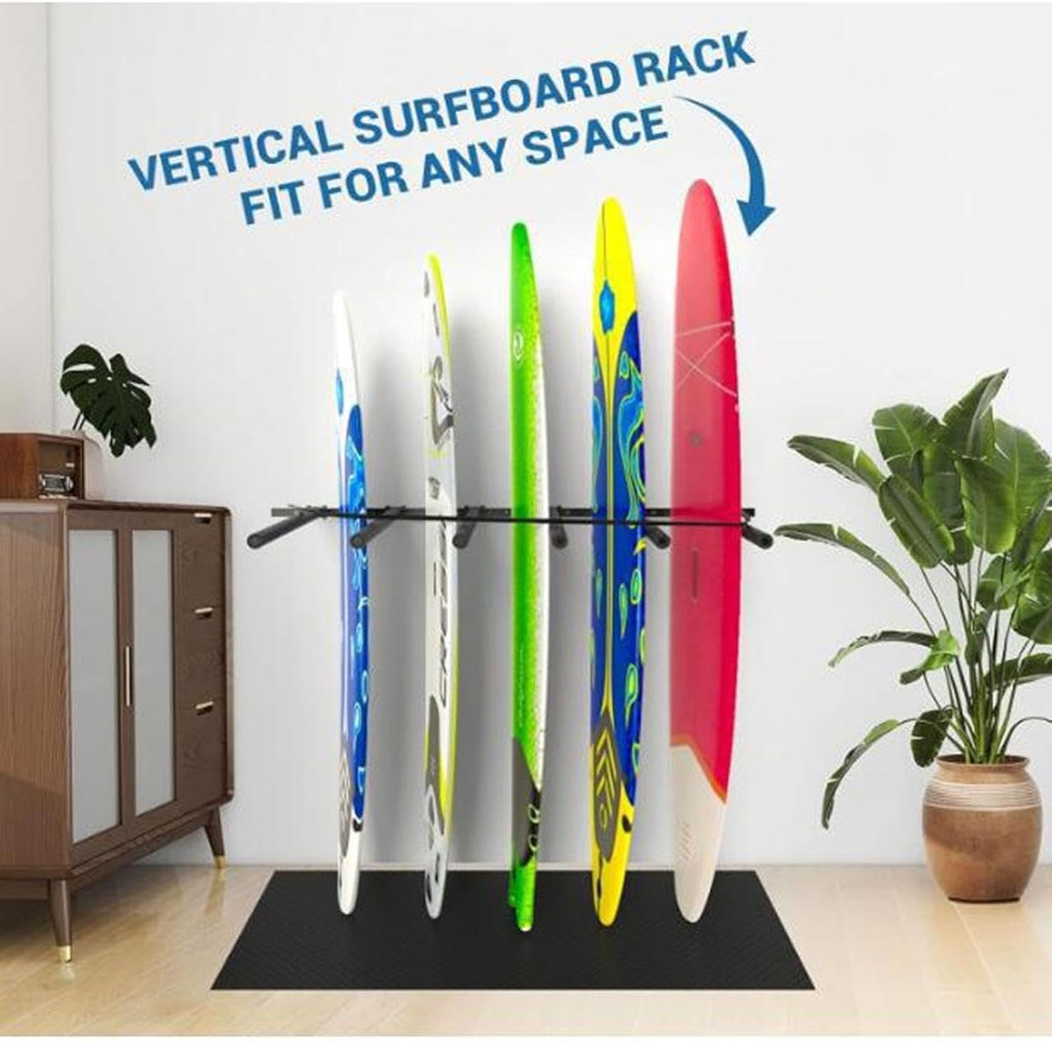 サーフボードラック６枚置き Qialexicon サーフボードラック、ボード6枚用メタルウォールシェルフ