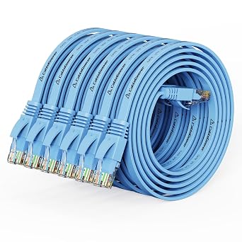 Cat 6 Ethernet Cable 3ft 6 Pack at a Cat5e Price but Higher Bandwidth Flat Internet Network Cable - Cat6 Ethernet Patch Cable Short - Blue Computer Cable with Snagless RJ45 Connectors