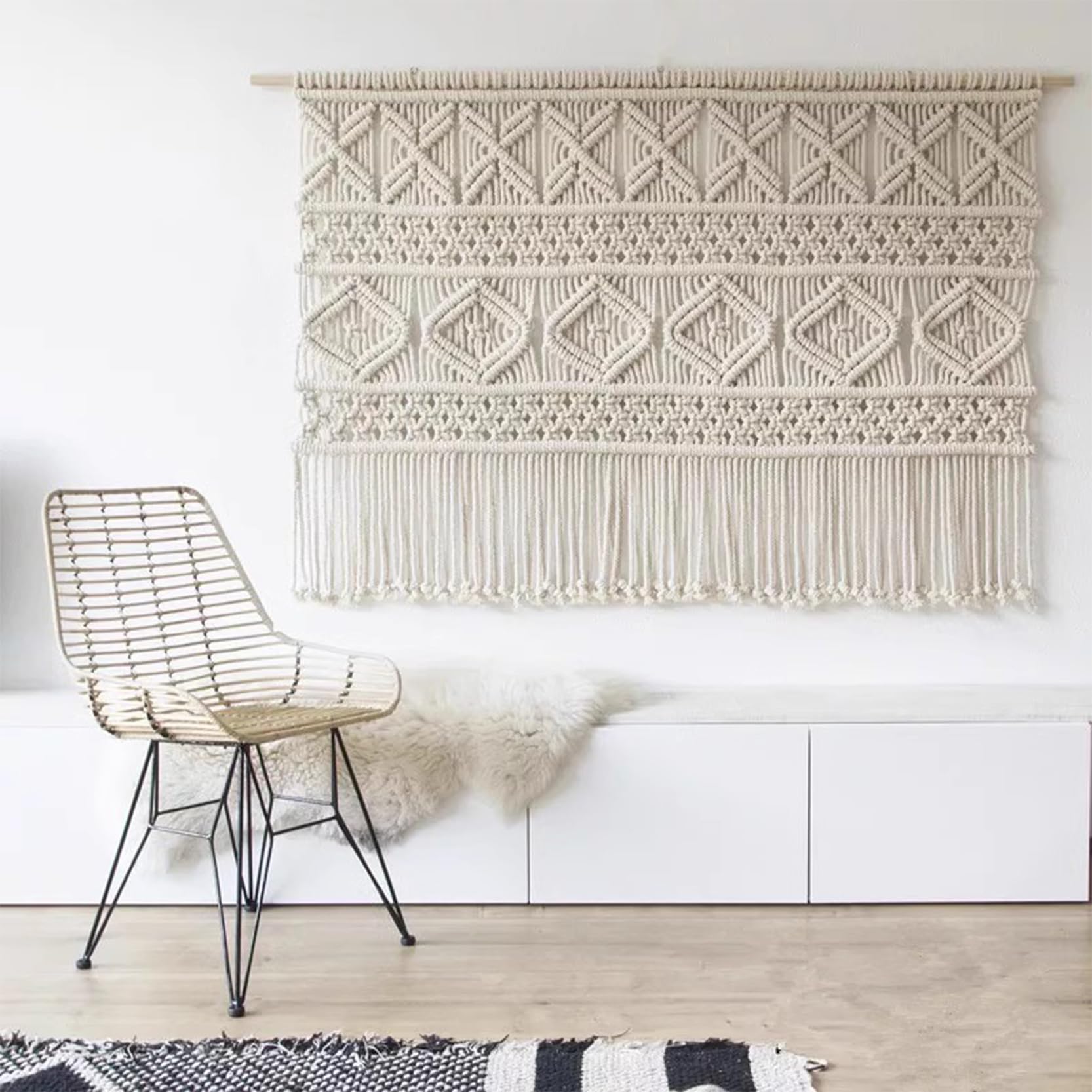 Amazon.co.jp: マクラメ壁掛け大型タペストリー幾何織タペストリー