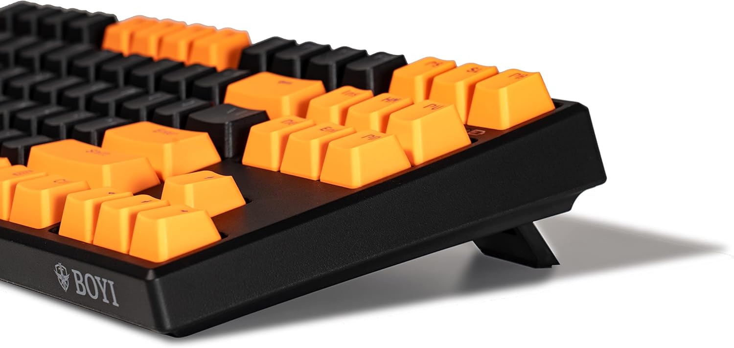 BOYI IK87 Hot Swappable TKL RGB Tri-Mode Mechanical Keyboard,87 Keys PBT Keycaps BT5.0/2.4GHz/Wired NKRO Gaming Keyboard with Programmable Software for Mac/Win/Gamers (Yellow&Black Color)