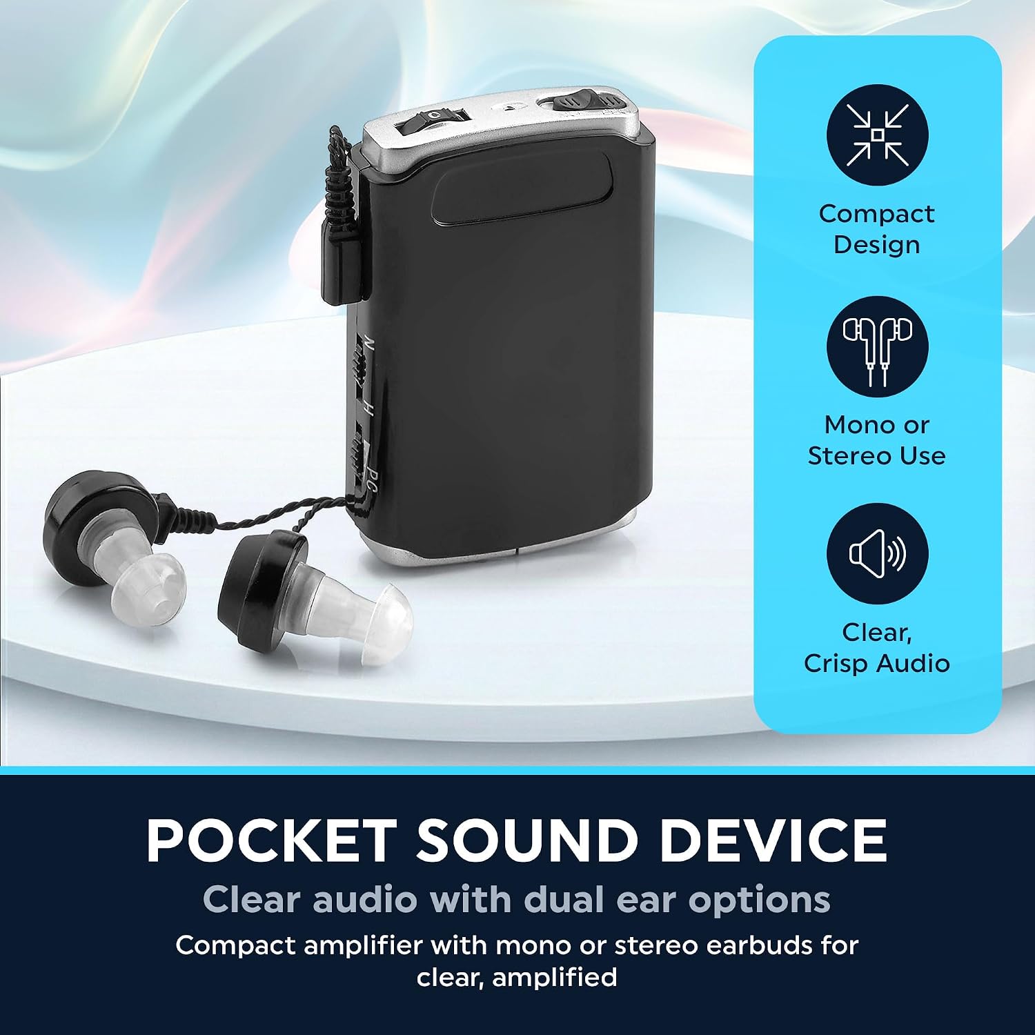 Sound Amplifier - Pocket Sound Voice Enhancer Device with Duo Mic/Ear Plus Extra Headphone and Microphone Set, Personal Hearing Amplifier Device by MEDca
