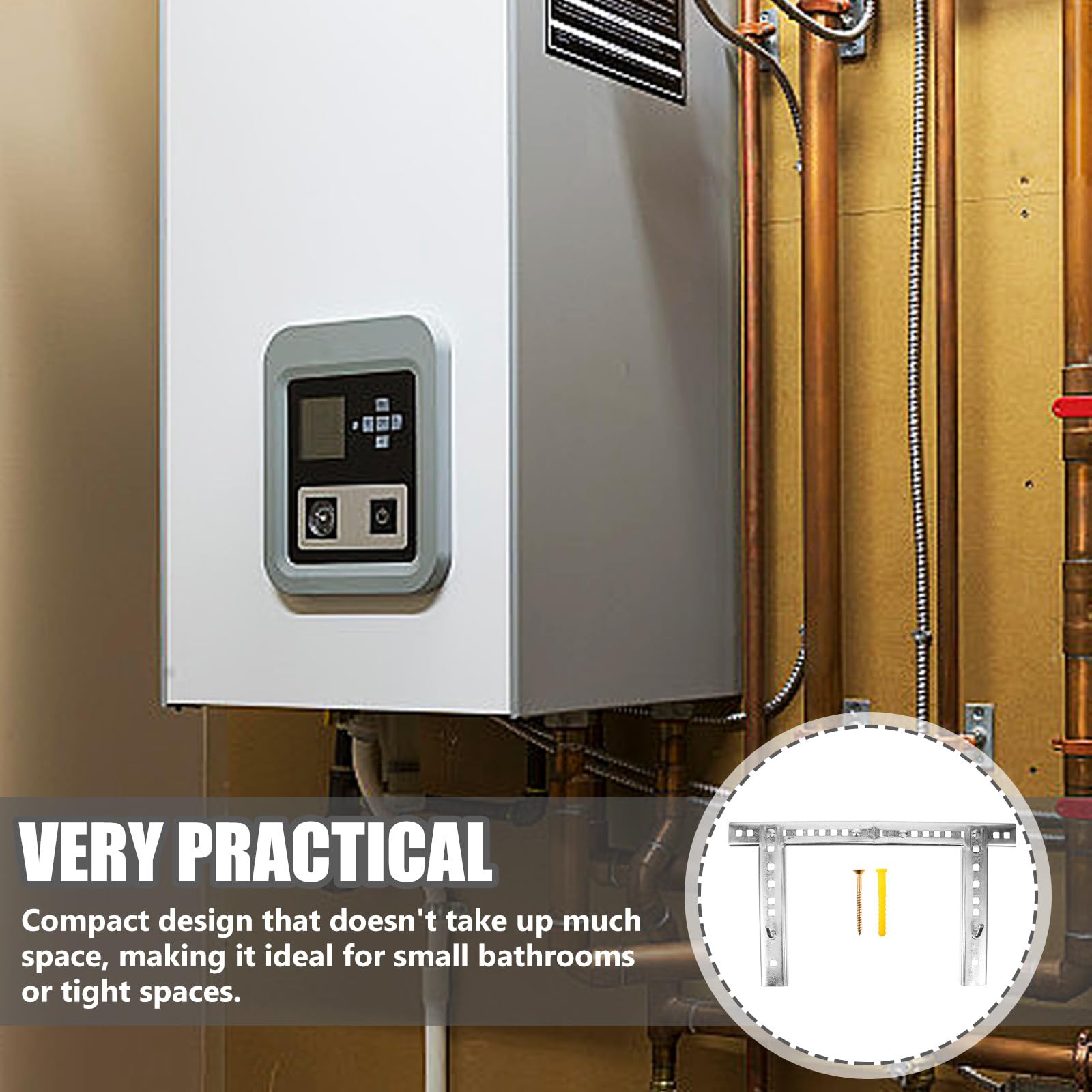 SHOWERORO Calentador y Agua para Hierro Soporte Eléctrico de Color Instalación Fácil Estable Pequeños Reducidos Plata Baños Espacios