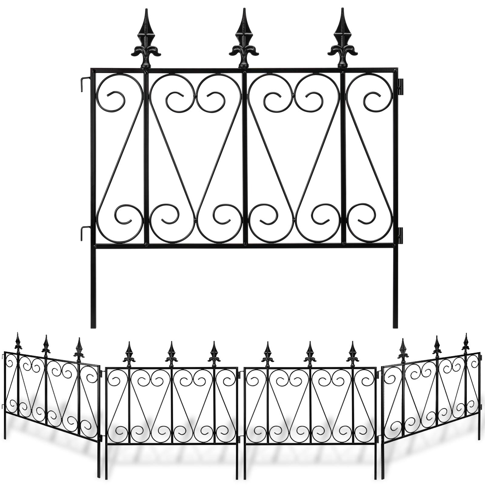 Amagabeli Garden Fence 24inx10ft Rustproof Metal Fencing Outdoor Fences Landscape Decorative Border Edge Black Folding Patio Fences Flower Bed Animal Dogs Barrier FC03