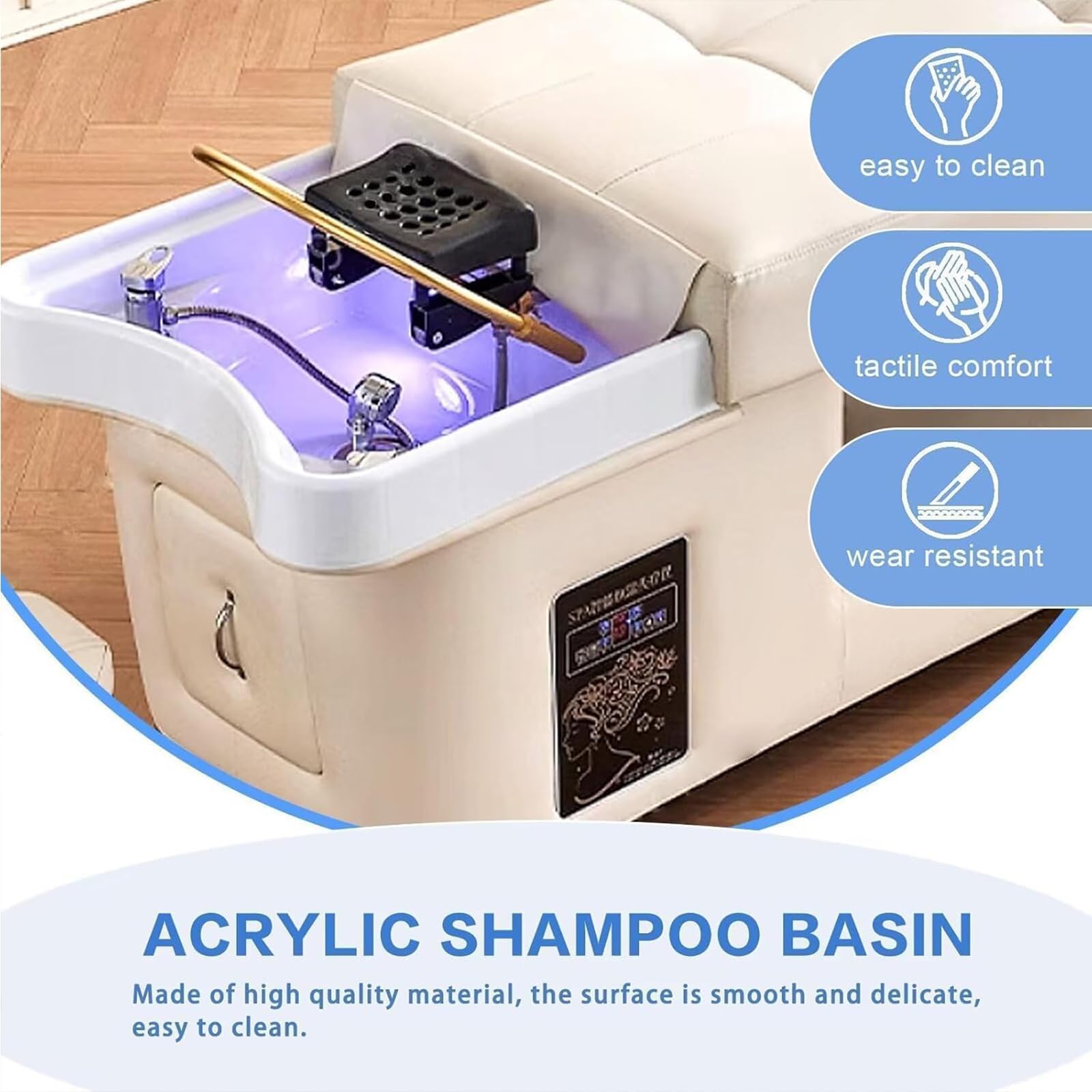 Lavabo de champú portátil con sistema de circulación de agua para lavado de cabello de salón y spa