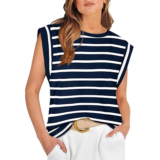 WIHOLL Cap Sleeve Tops for Women Summer Top Basic Tee Shirts Casual Tank Loose Fit 2024 Fashion