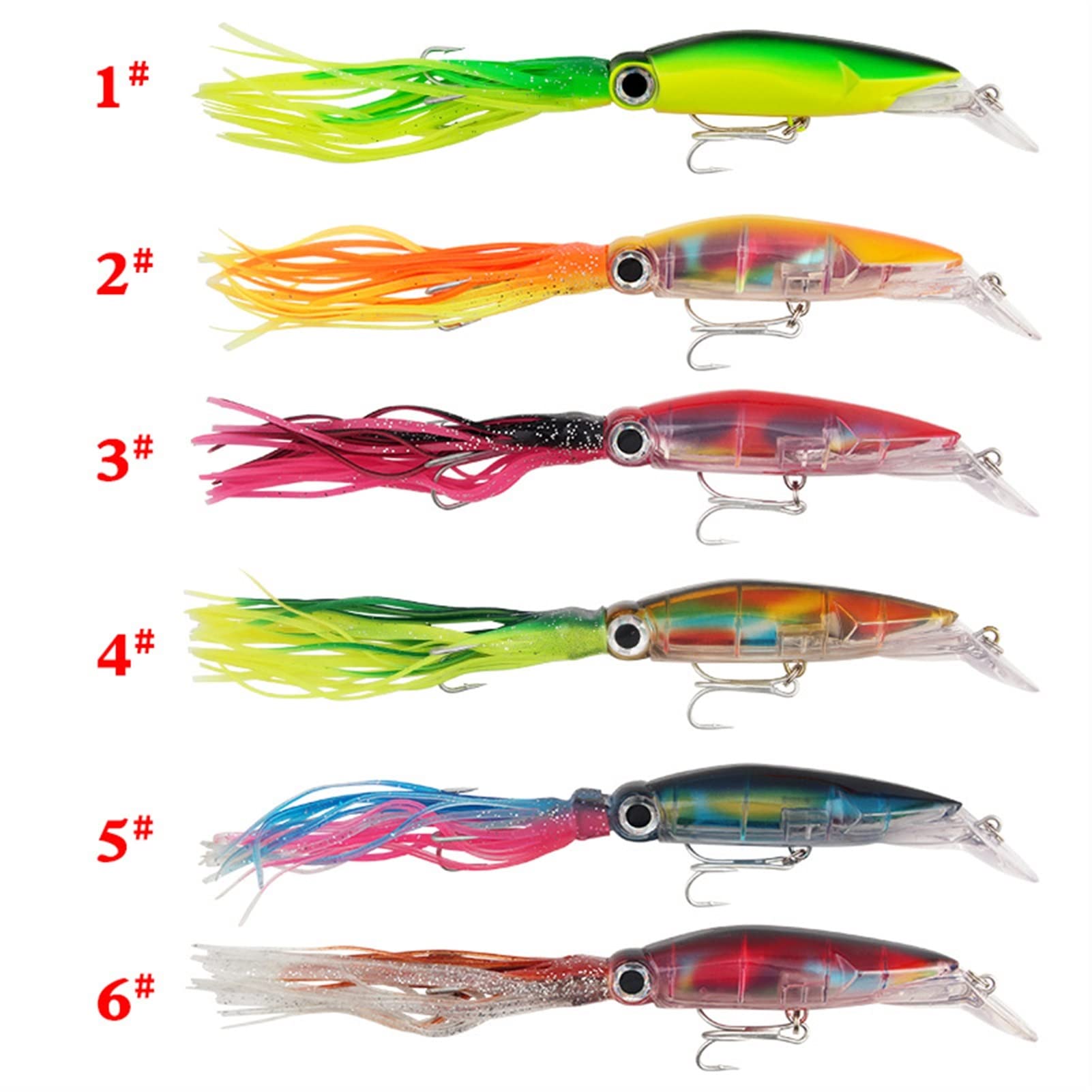 10 Pezzi 23 cm 38 g Simulazione realistica Esca per Calamari Esche da Nuoto in plastica Morbida Esca da Pesca affondante a Colpo Lungo con vividi Occhi 3D Uncino affilato Attrezzatura per la