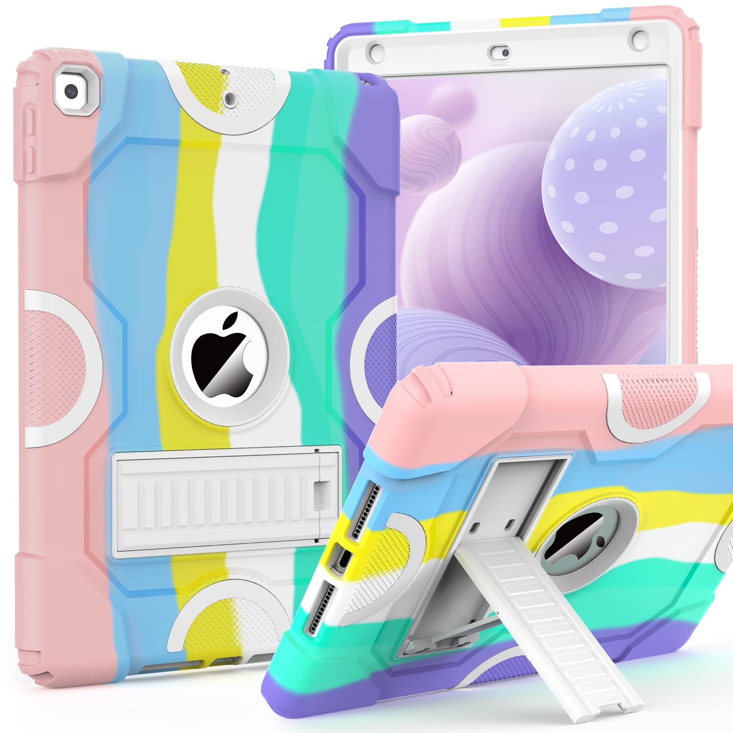 ZoneFoker for iPad 9th Generation Case, iPad 8th 7th Generation Case, iPad 10.2 Inch 2021/2020/2019 Case, Heavy Duty Rugged Shockproof Colorful Cover