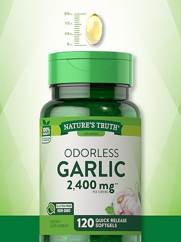 Miniatura 4 de Natures Truth - Ajo sin olor 2400 mg  120 cápsulas de gel blando  Pastillas de extracto de alta resistencia  Suplemento sin OMG y sin gluten