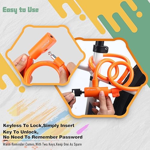 Miniatura 3 de Candado de bicicleta con revestimiento antiarañazos de PVC, bloqueo de cable de bicicleta con soporte de montaje, cable de bloqueo de bicicleta