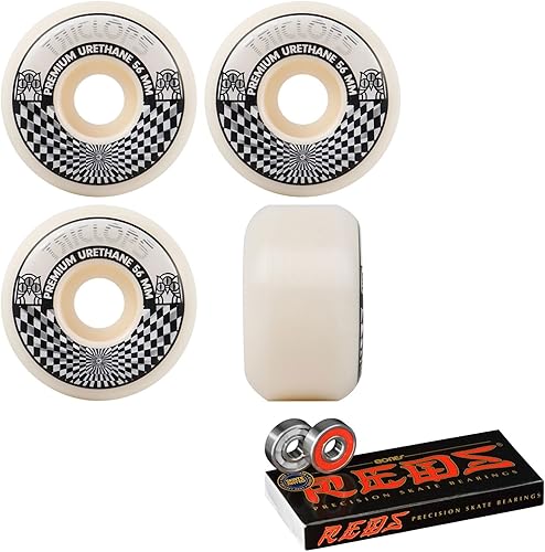 Triclops Ruedas Skateboard Vertigo 2.205 in 99A Blanco con Huesos Rojos Rodamientos