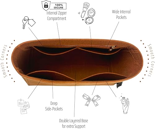 Miniatura 4 de Purse Organizer for Boheme Bag Organizer, Boheme Hobo Bag Insert, Bohème Insert Handmade 2mm Thick Premium Felt Snug Sturdy Silver Zipper (For