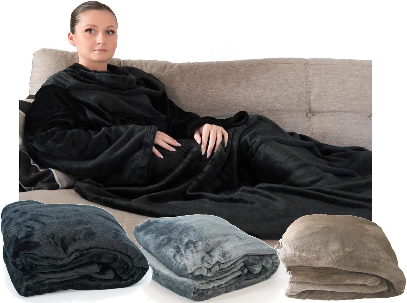 déliktess® - Couverture Polaire Toison avec manches - Plaid TV effet