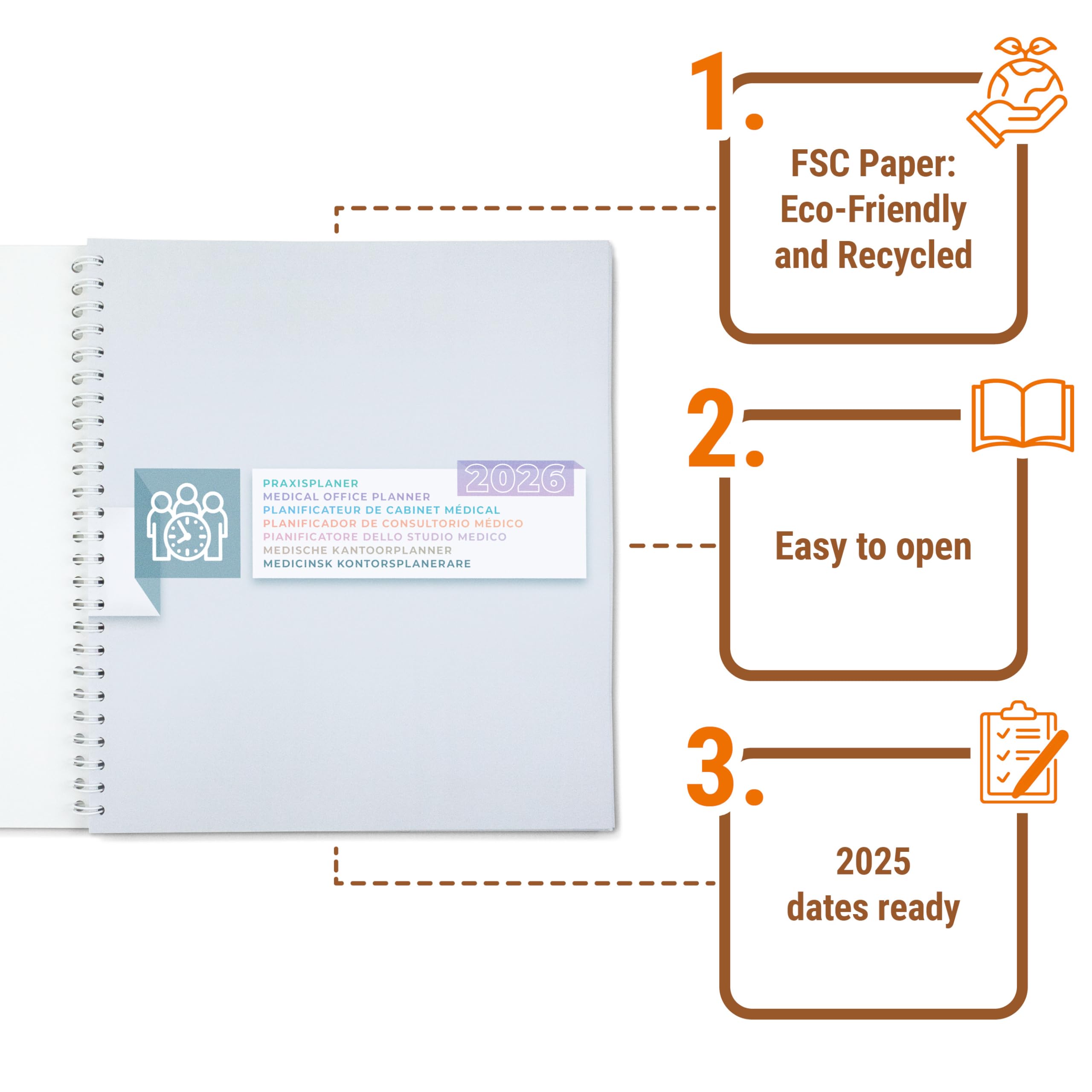 1 agenda dello studio 2026 in 15 minuti, 2 colonne/giorno, agenda medica, libro degli appuntamenti extra grande, 33 x 30 cm calendario dello studio registro