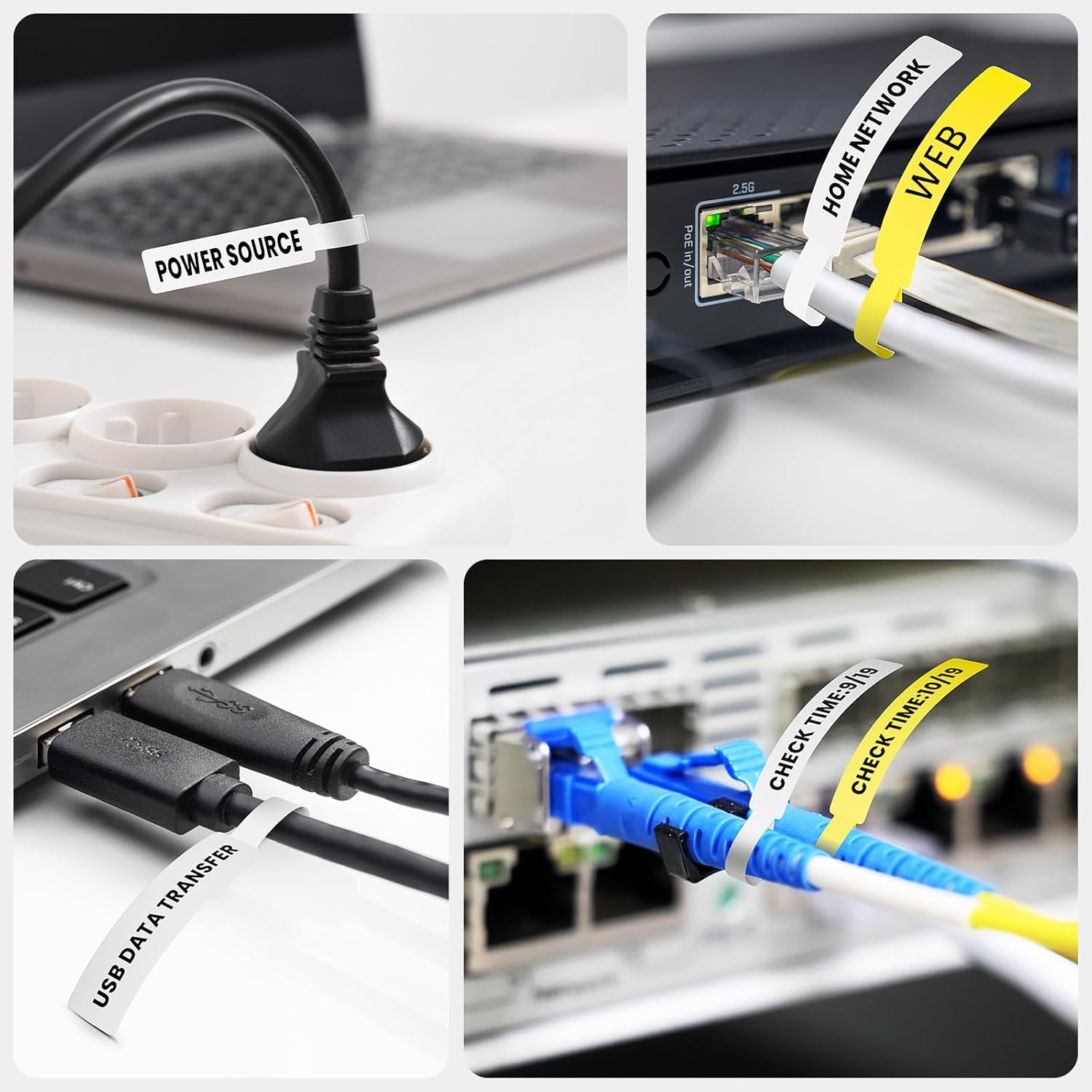 Clabel Printable White Cable Labels 6 Rolls of Thermal Self-Adhesive Paper Labels Tape, 25x78mm (1"x3") 100 Sheets Per Roll, Black Print on White Sticker Tags Durable - Image 5