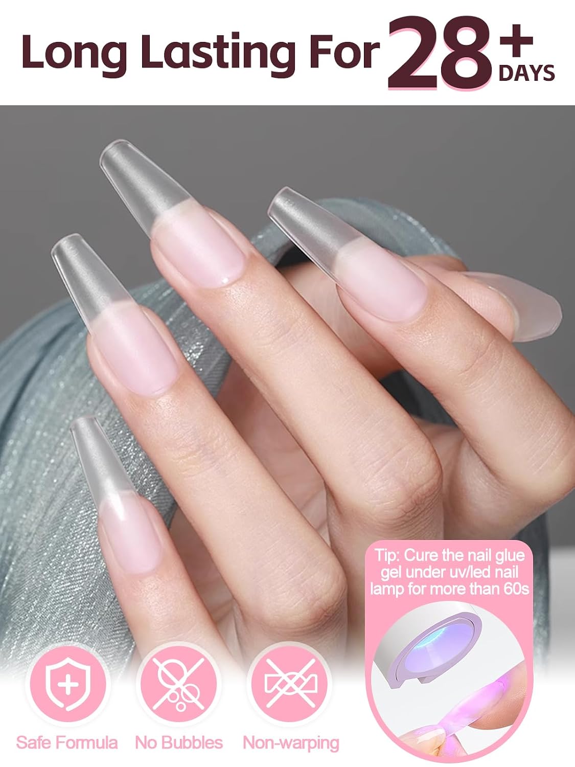 100g/3.52oz Gel Nail Glue, EBANKU Press on Nails Glue for Acrylic Nail Tips Super Strong Solid Soft Gel for Fake Nails Extension, Long Lasting, UV Lamp Required, High Capacity, Pointed Bottle Nozzle