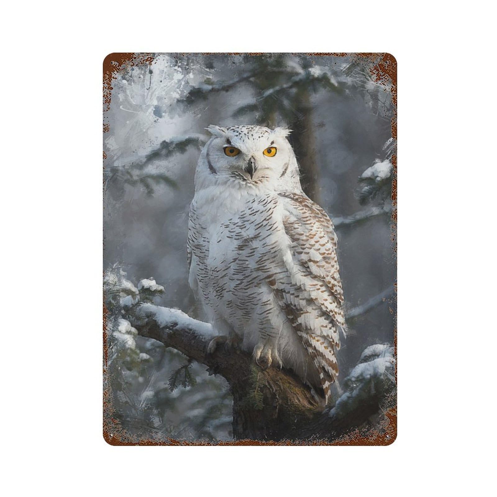 Rust Effect Sentinel of The Snow Rusty Metal Tin Sign 15.7"x11.8", Rustic Home Decor for Bistro, Counter And Cafe Decor
