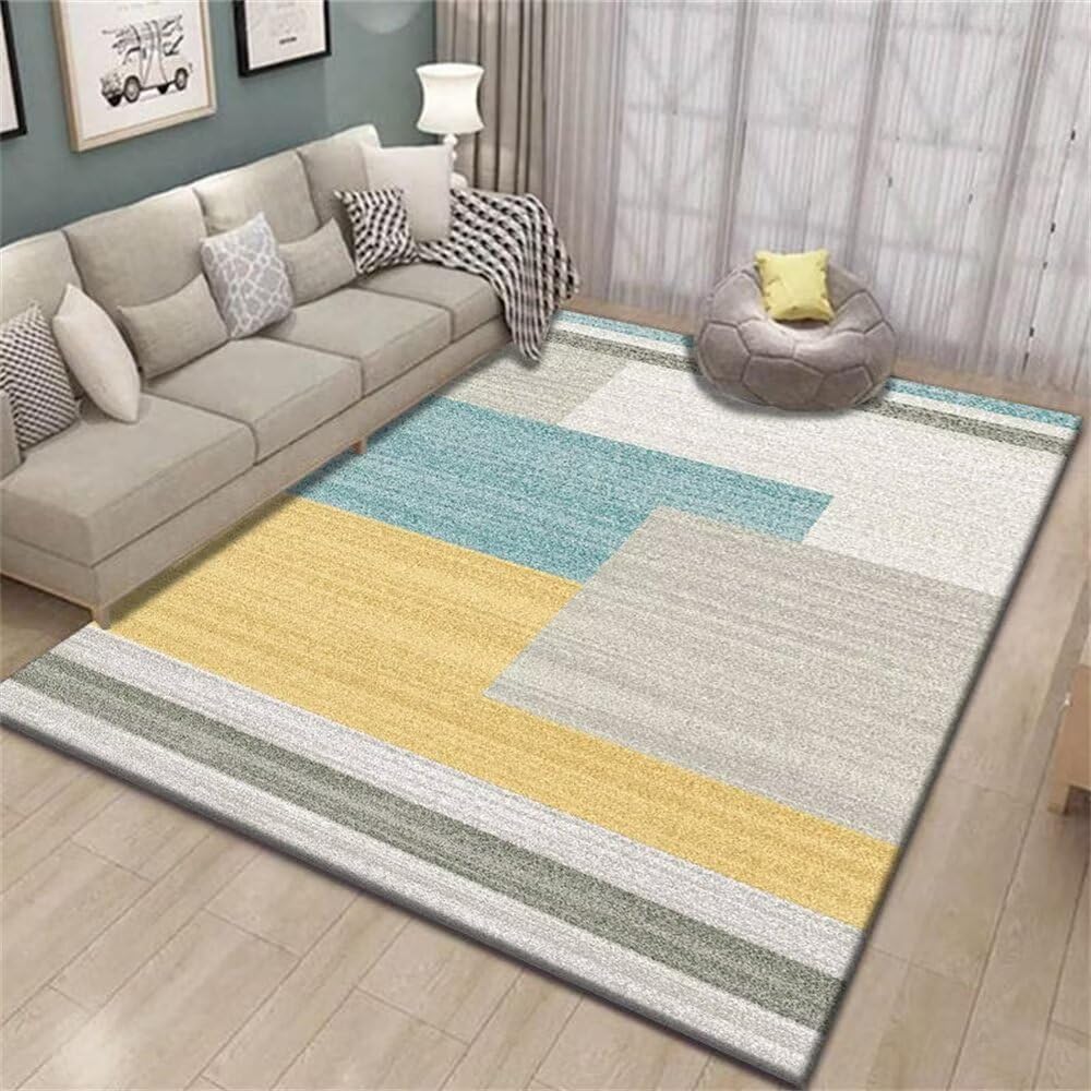 Tapis chambre garçon et fille bleu 80X120cm lavable et confortable