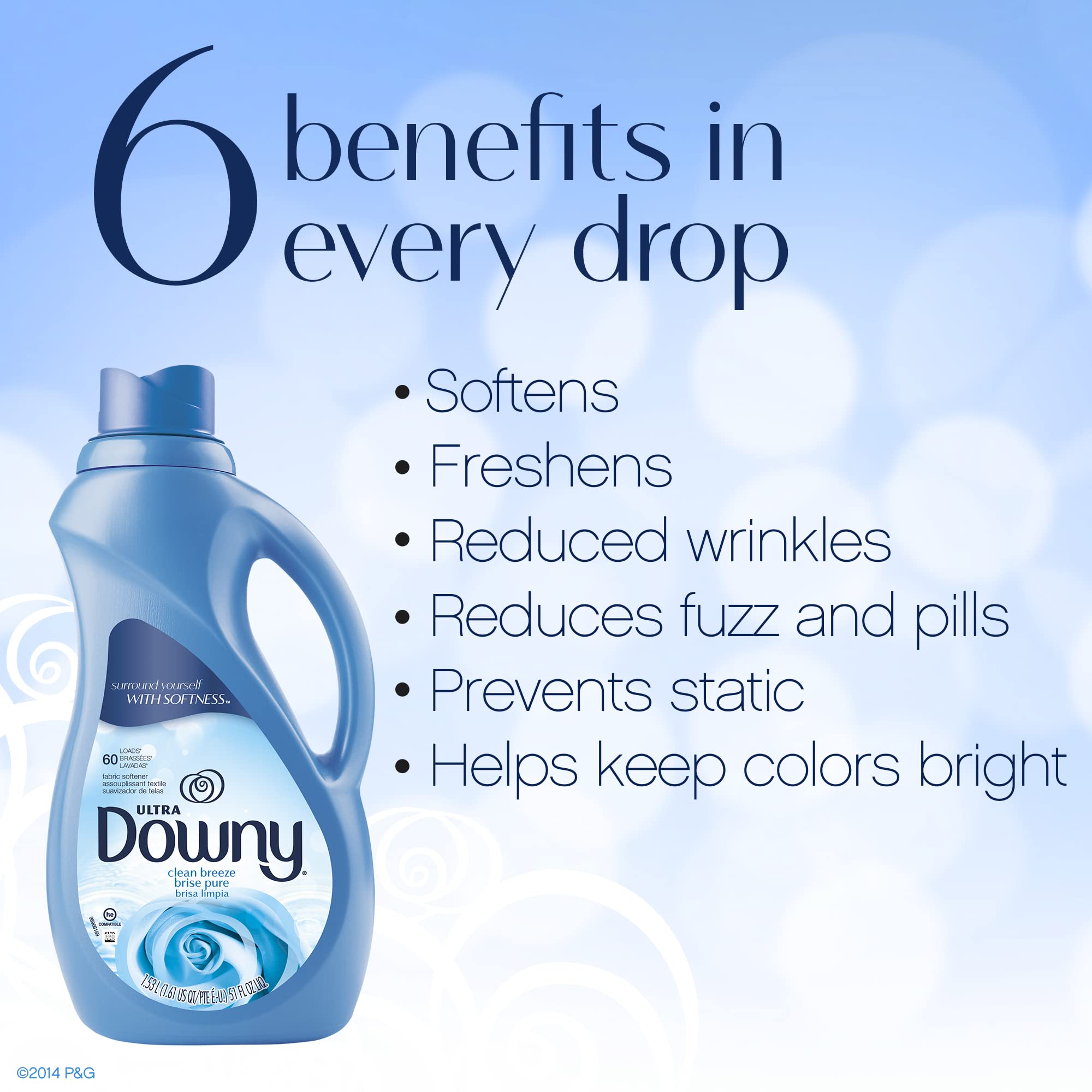 Downy Clean Breeze Liquid Fabric Conditioner Softener, 103 Fl Oz Downy