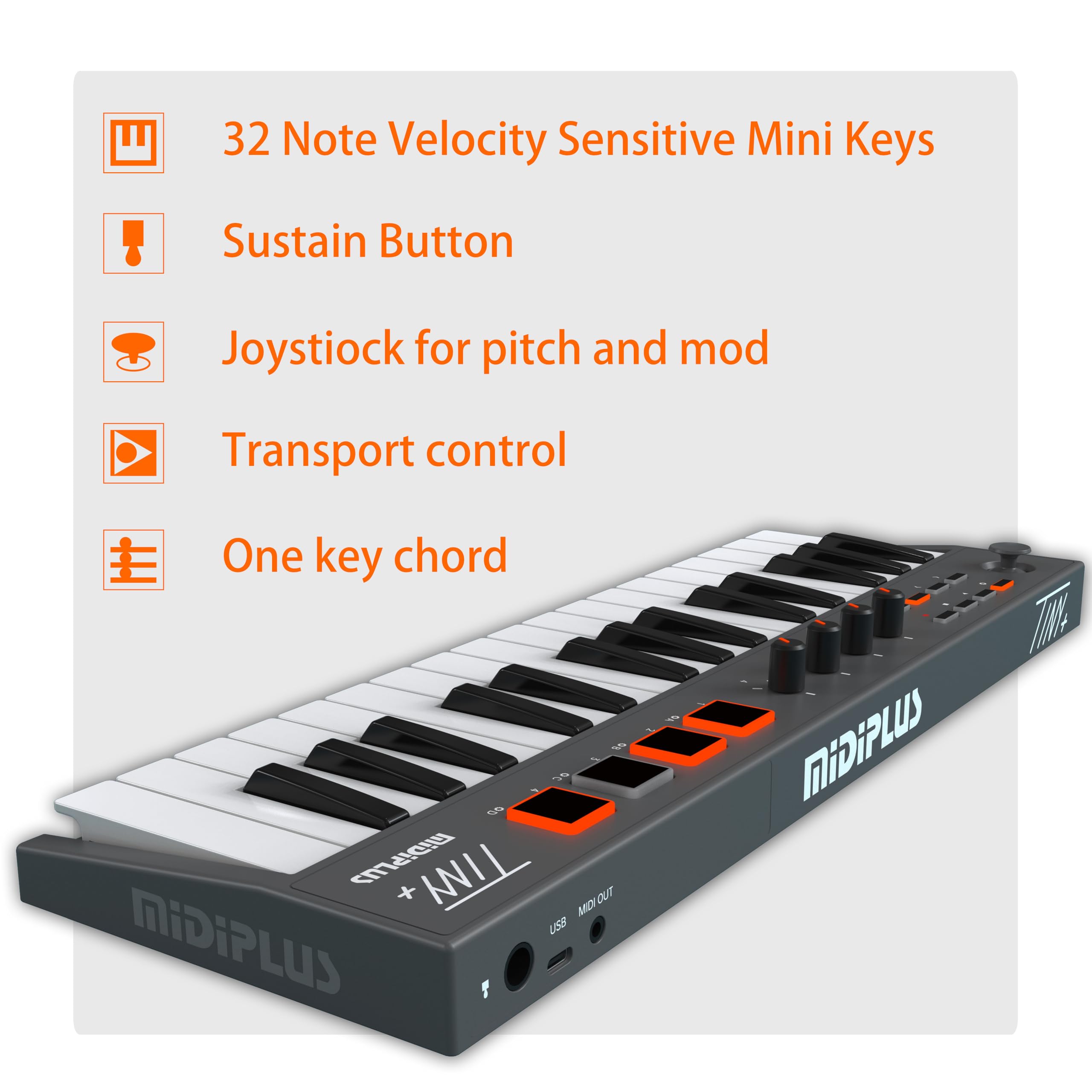 MIDIPLUS TINY+ MIDIキーボード 本体 Amazon | MIDIPLUS TINY+ MIDIキーボードコントローラ | MIDI
