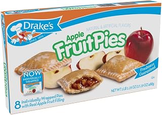 Drake's by Hostess Apple Fruit Pies, 8 Count 16 oz - Kosher Dairy Snacks with Guaranteed Freshness