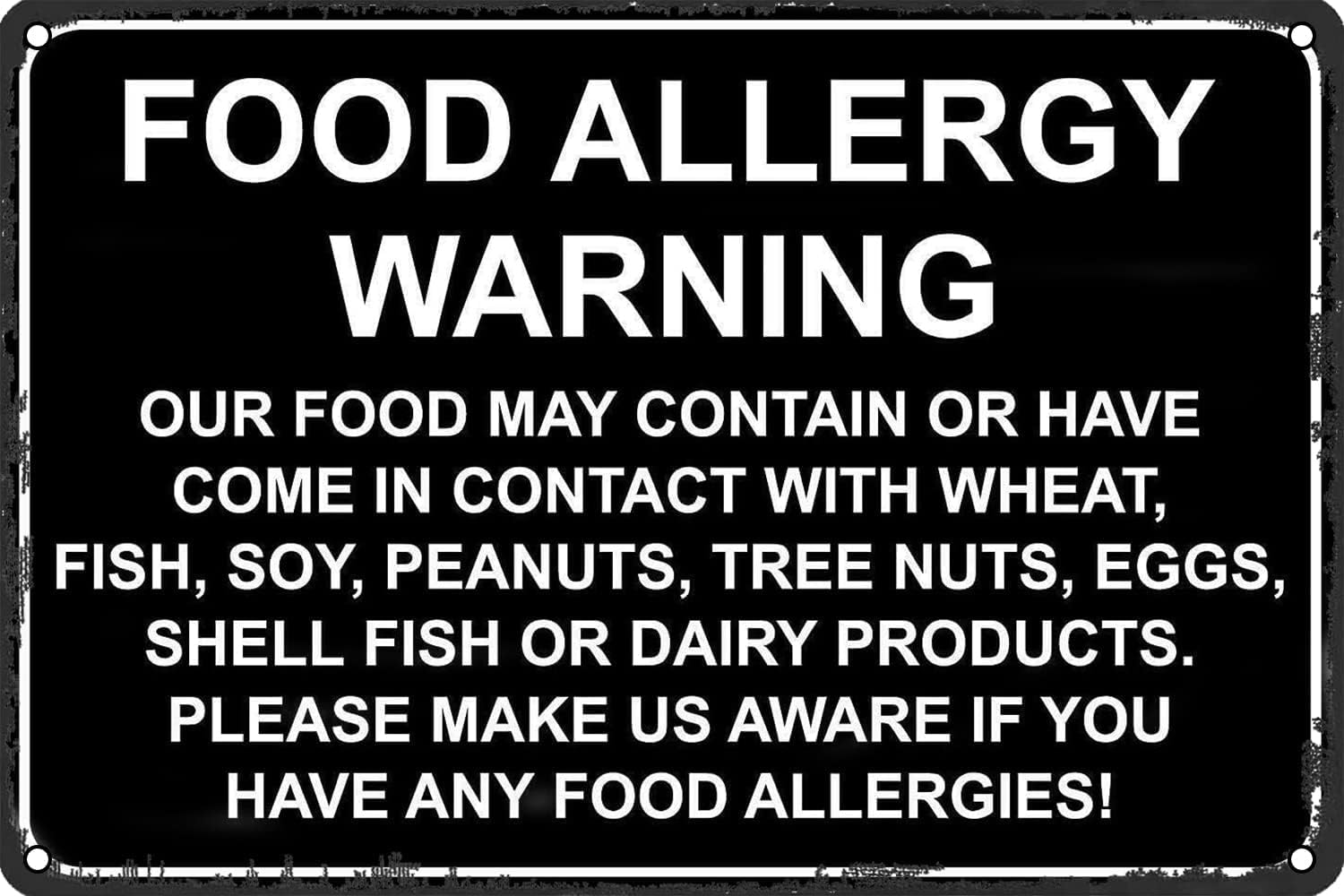 Kwqdozf Tin Sign-3 8X12 Inch Foodwarning Safety Vintage Metal Aluminum Tin Sign Door Signs 8X1