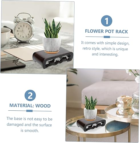 Miniatura 7 de Base de tallado de raíz Base de madera Florero rectangular Soporte de exhibición de madera Soporte de jarrón oriental Soporte de base de madera