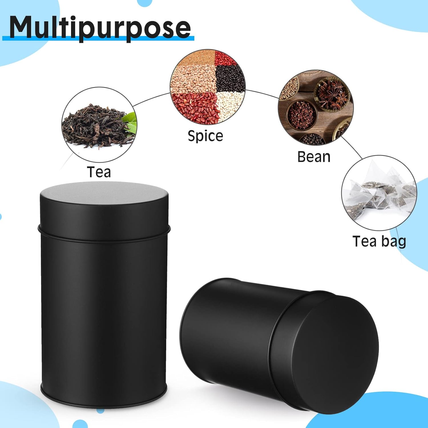 Zopeal 10 Pack Metal Tea Tin Canister with Airtight Double Lids 16 oz Round Tin Can with Lid Double Sealed Small Kitchen Container for Loose Tea Storage Coffee Sugar Candy Herbs and Spices