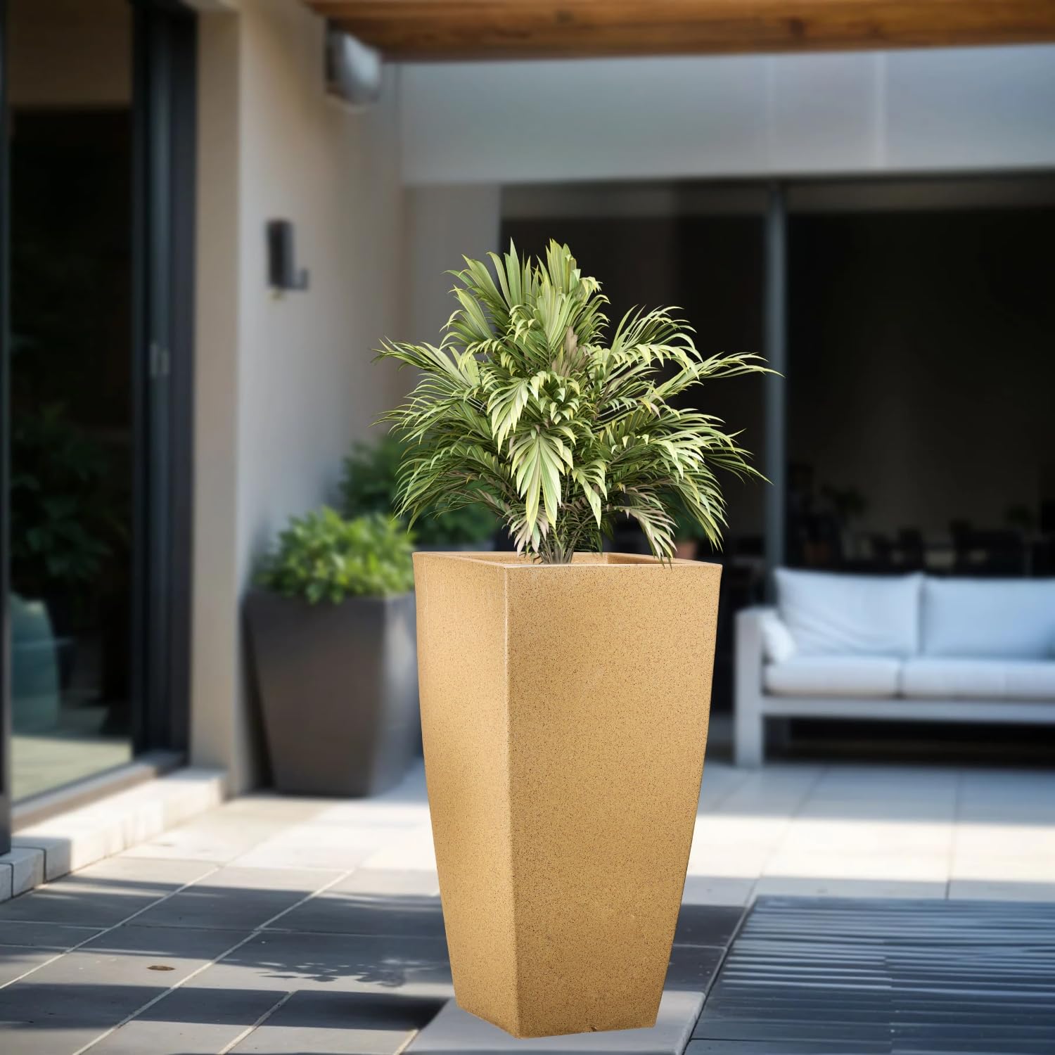 Go Hooked Matrix 12 * 24 Inch Flower Pots Big Size Gamla Planter - Lightweight, Durable Outdoor & Indoor Planters, Perfect for Balcony & Terrace Gardens (Brown)